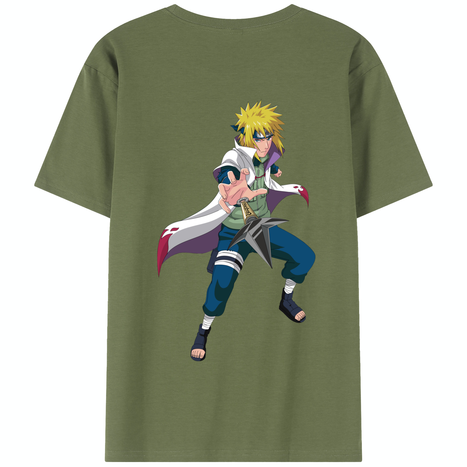 （画像用） NARUTO -ナルト- 波風 ミナト Namikaze Minato 綿100％半袖Tシャツ（背面プリント）
